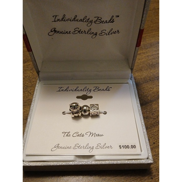 925‎ Sterling Silver Charms Beads The Cays Meow Set Of 3 - Picture 10 of 10